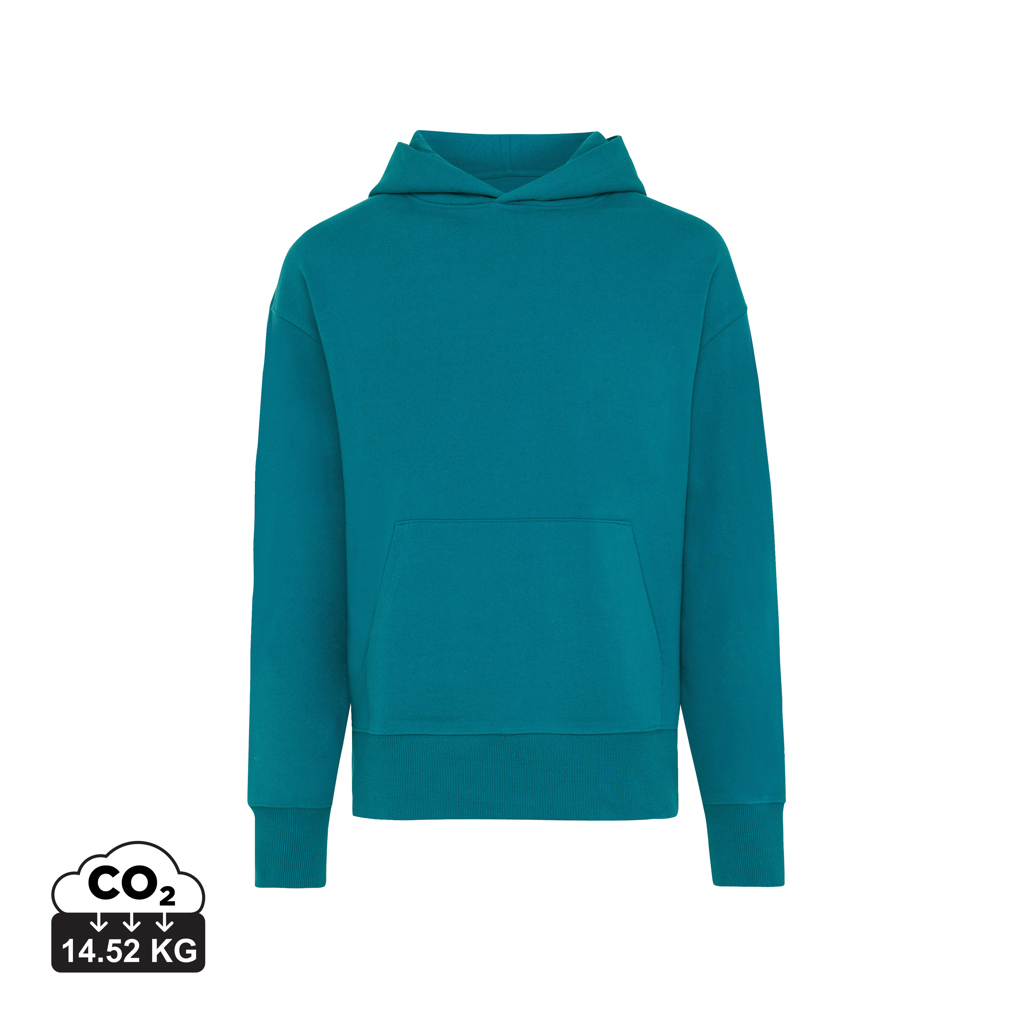 Sweat capuche personnalisable coton recyclé 340g unisexe Iqoniq Yoho Bleu canard